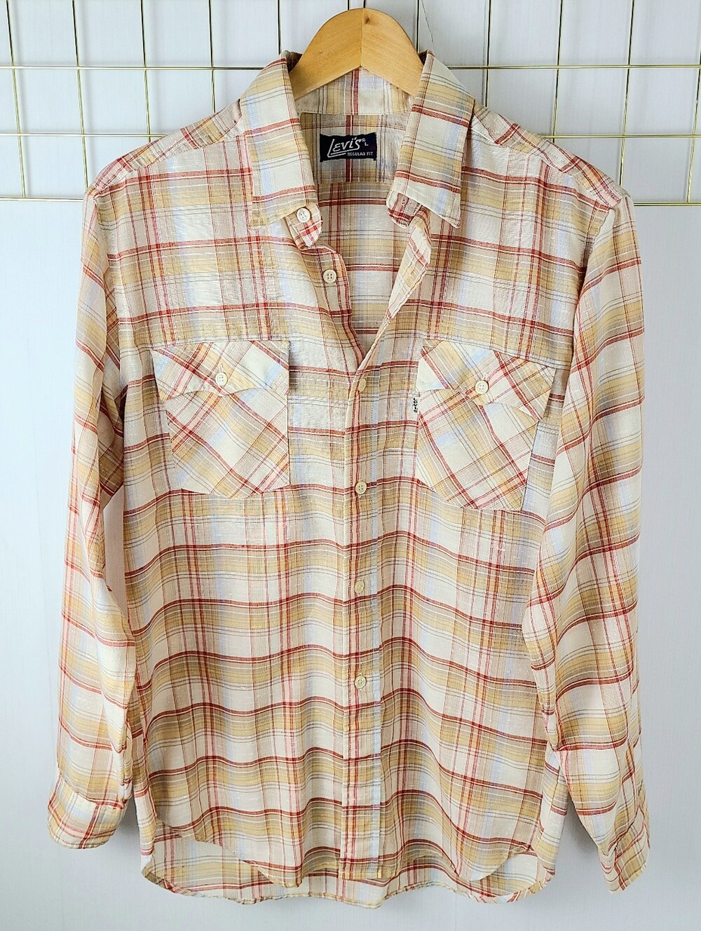 Levi's White Tab 70s Vintage Plaid Western Pearl Snap Shirt